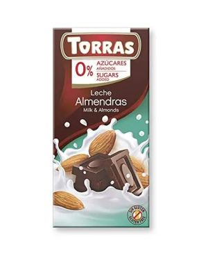Torras Leche Milk Chocolate Sugar free with Almonds 75g