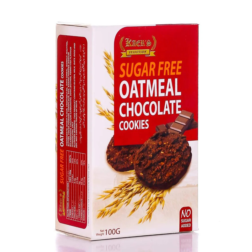 KAERS SUGAR FREE OATMEAL CHOCOLATE COOKIES 100 GM