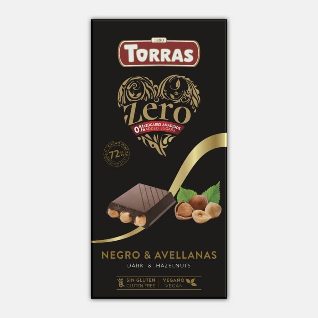 Torras Dark & Hazelnut Zero Chocolate