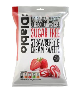 Diablo Sugar Free Strawberry&cream Sweets 75gm