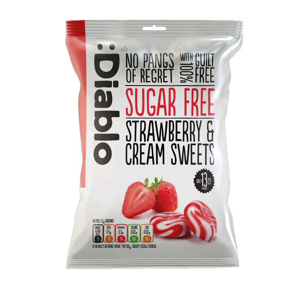 Diablo Sugar Free Strawberry&cream Sweets 75gm