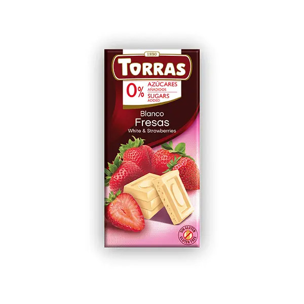 Torras white chocolate with Strawberries 75g