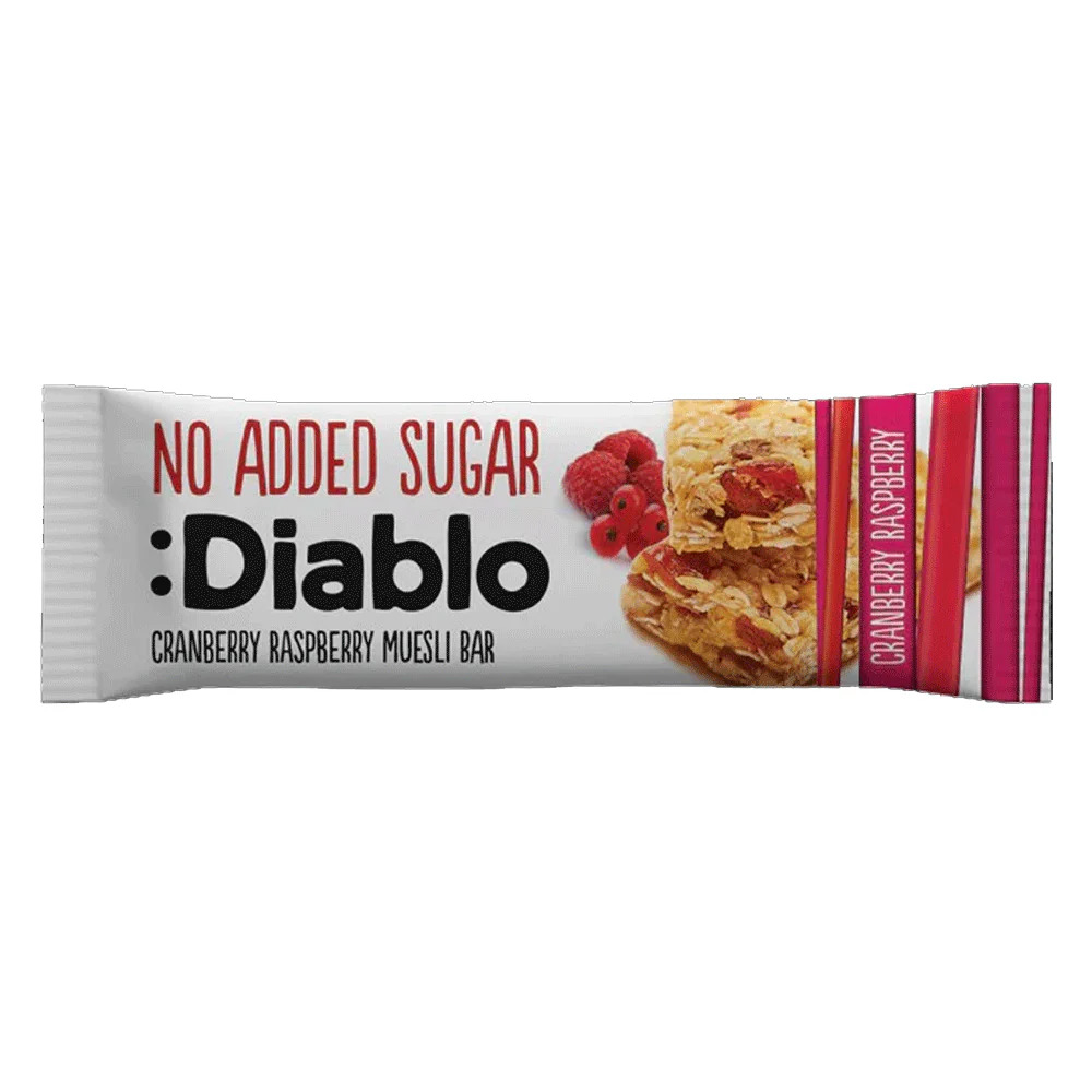 Diablo No Added Sugar Cranberry & Raspberry Muesli Bar 30g