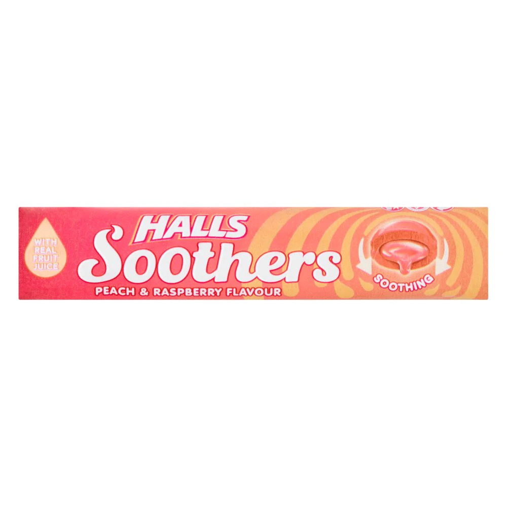 Halls Soothers 45gm Peach & Rasberry